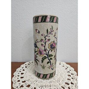 Asian‎ Porcelain Cylindrical Vase Vintage Garden Ridge 12"